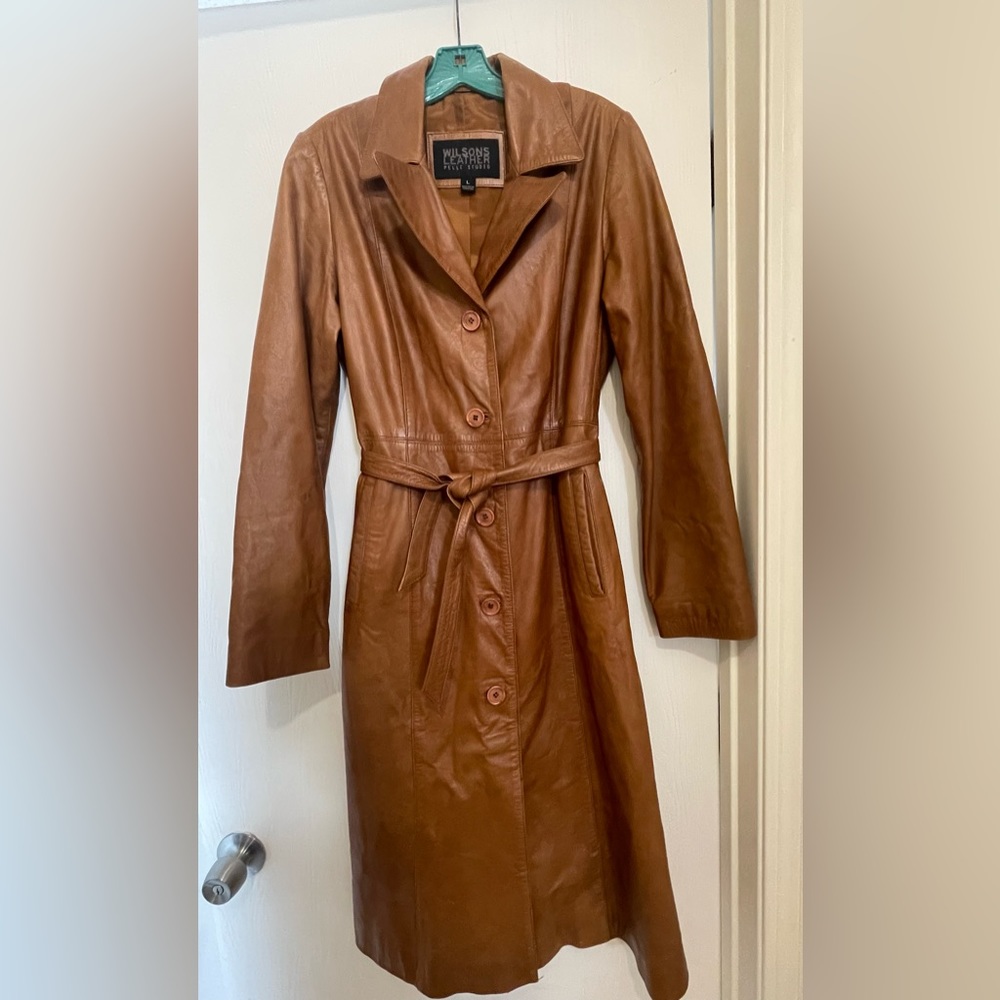 Brown Vintage Style Leather Duster